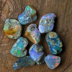 100% Natural Raw Ethiopian Opal Fire Play Rough Cabochon Chakra Lot 25.00 Cts.